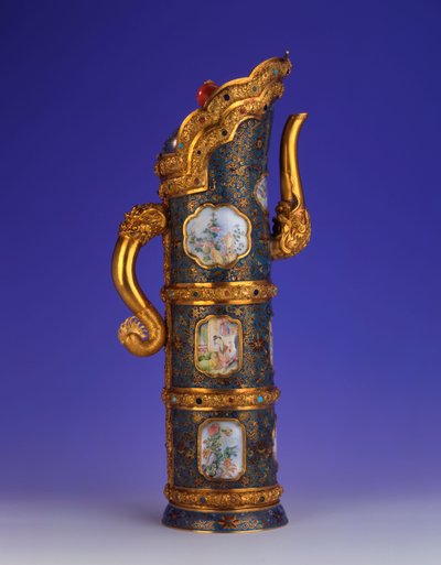 Upea keisarillinen kulta-, cloisonne- ja Pekingin emaliastia, Duomuhu, kaiverrettu Qianlong-nelimerkkinen merkki ja aikakaudelta, Palace Workshops, 1736-1795 tekijältä Chinese School