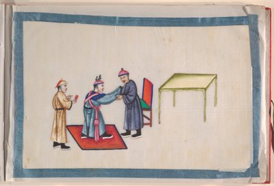 Albumi, 1800-luvun loppupuoli (kahdentoista lehden albumi; tussi ja väri piikkipaperille, sidottu punaiseen damastiin). tekijältä Chinese School