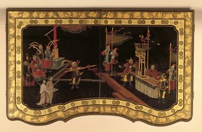Chinese Export Dressing Table Top c.1780 (musta lakka) (katso myös 220144) tekijältä Chinese School