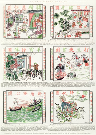 Kiinan kansallismielisiä ja Euroopan vastaisia kuvia, faksimilealbumista suosittuja kuvia, jotka saarnaavat sotaa ulkomaalaisia vastaan, 1891 tekijältä Chinese School