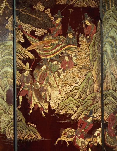 Coromandel-näyttö, n. 1700 tekijältä Chinese School