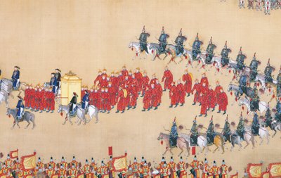 Keisari Qianlongin katsaus joukkojen suuresta paraatista, käsirulla tekijältä Chinese School