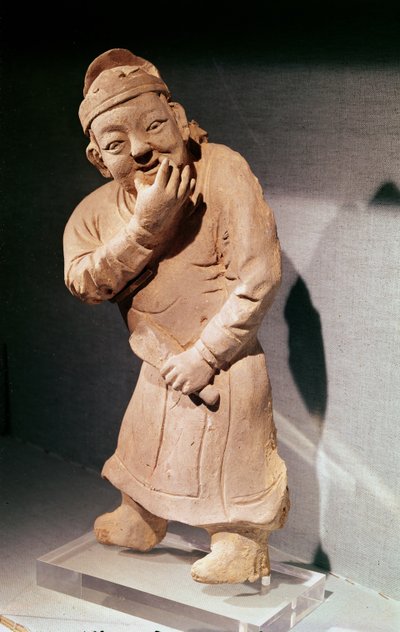 Viheltävän näyttelijän hahmo, Jiaozuo, Henan, Yuan-dynastia (1271-1368) (terrakotta) tekijältä Chinese School