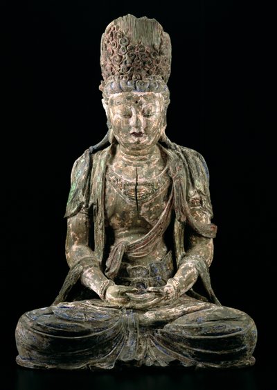 Suuri istuva bodhisattva meditaatiossa, Jin-dynastia (1115-1234) (puu ja pigmentti) (katso 206545) tekijältä Chinese School