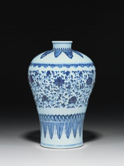 Ming-tyylinen maljakko, Meiping, maalattu 1400-luvun tyyliin tekijältä Chinese School