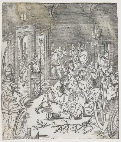Kristuksen pilkkaaminen, 1637 (puupainatus) tekijältä Chinese School
