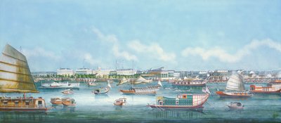 Näkymä kantonin ranta-alueelle, n. 1855 tekijältä Chinese School