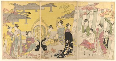 Momiji no ga sarjasta "A Fashionable Parody of the Tale of Genji (Furyu yatsushi Genji)" tekijältä Chobunsai Eishi