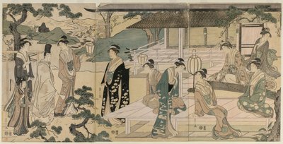 Genjin tarinan Matsukaze-luku sarjasta The Tale of Genji, c. 1791. tekijältä Chobunsai Eishi