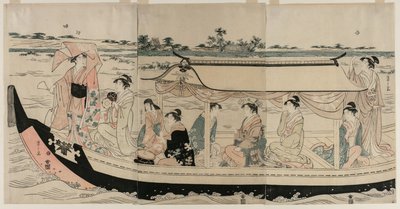 Naiset huviveneessä Sumida-joella, 1790-luvun alku. tekijältä Chobunsai Eishi