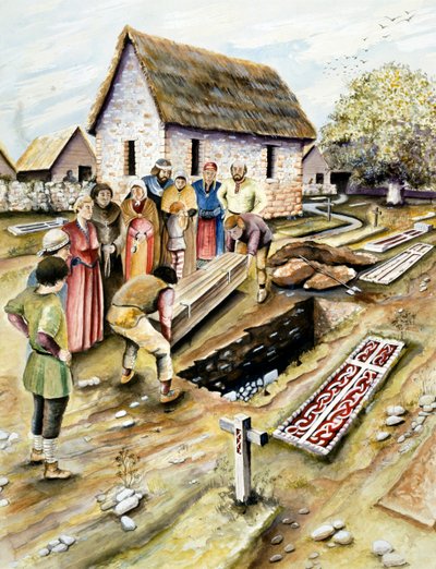Viikinkien hautaus kirkkopihalla, York, Yorkshire, 10. vuosisadalla 2000 tekijältä Chris Evans