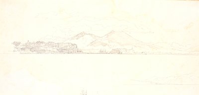 Osa Napolinlahtea Villa Realesta. Taustalla Vesuvius tekijältä Christen Købke