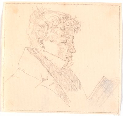 Lukeva nuori mies, taiteilijan vanhin veli, pastori Carl Adolf Købke (1804-1840) ? tekijältä Christen Købke