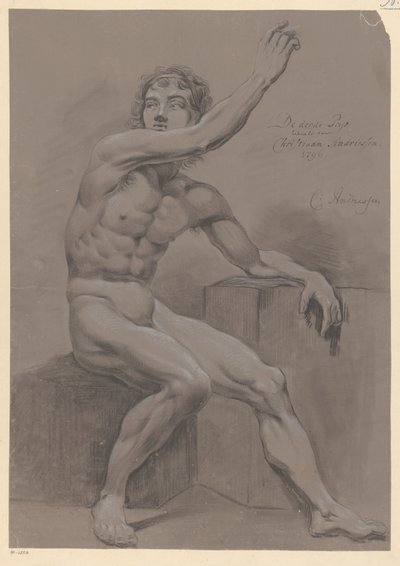 Istuva alaston mies, sivukuva (3. palkinto 1796) tekijältä Christiaan Andriessen
