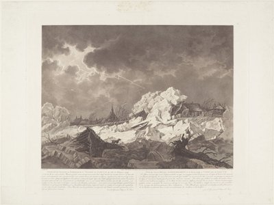 Näkymä Ysgangiin ja Dykbreakiin Vuurenissa Gorcumin luona 22. helmikuuta 1799 / Vue des Glaces qui S