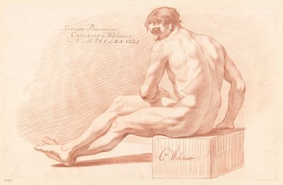 Istuva alaston mies, sivukuva (3. palkinto 1778) tekijältä Christiaan Welmeer