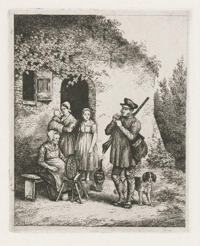 Yritys talon edessä tekijältä Christiaan Wilhelmus Moorrees
