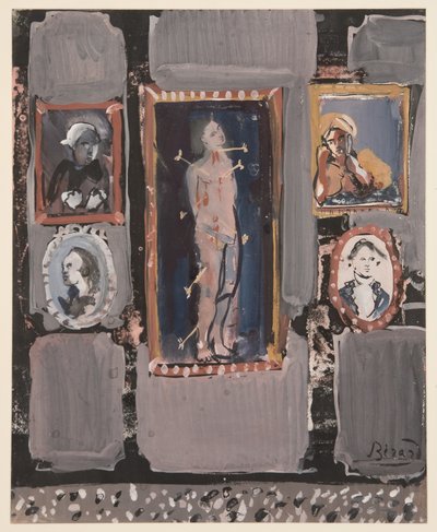 Pyhä Sebastian harmaalla pohjalla, n. 1935-1945 (guassi paperille) tekijältä Christian Bérard