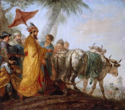 Kiinan keisari auralla. Kiinan keisari kynsi ensimmäisen vaon maatalouden kunniaksi tekijältä Christian Bernhard Rode