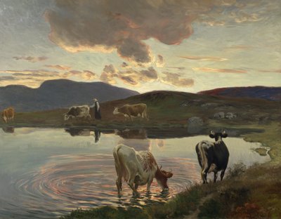 Auringonlaskun jälkeen (öljy kankaalle) tekijältä Christian Eriksen Skredsvig