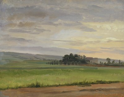 Viljapelto lähellä Dresdeniä, 1833 (öljy paperille asetettu pahville) tekijältä Christian Friedrich Gille