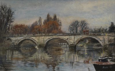 Ikuinen syksy, punaiset lehdet - Richmond Bridge, 2015 (öljy kankaalle) tekijältä Christian Furr