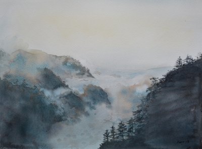 Taivaallinen meri - Saapuminen, 2015 (akvarelli paperille) tekijältä Christian Furr