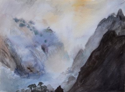 Taikavuori, 2015 (vesiväri paperille) tekijältä Christian Furr