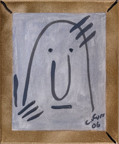 Muistutus omasta olemassaolostani II 2006 (öljy ja kultaspray kankaalle) tekijältä Christian Furr