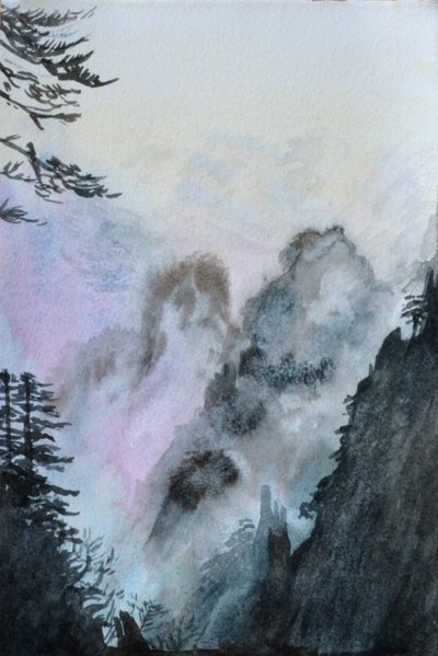 Alkaa uskoa (vaaleanpunainen), 2015 (akvarelli paperille) tekijältä Christian Furr