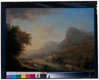 Vuoristoinen jokimaisema tekijältä Christian Georg the Elder Schuetz