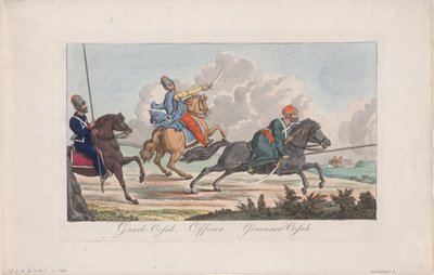 Henkivartijan kasakka, upseeri ja kasakka tekijältä Christian Gottfried Heinrich Geissler