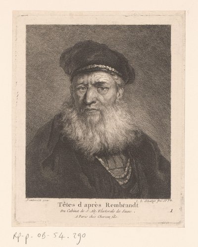 Vanha mies baretilla ja partalla People in Style of Rembrandt (sarjan nimi) tekijältä Christian Gottfried Schultze