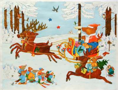 Joulukarhu, 2011 (akvarelli paperille) tekijältä Christian Kaempf