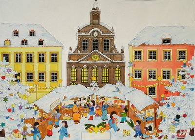 Joulumarkkinat, 2001 (akvarelli paperille) tekijältä Christian Kaempf