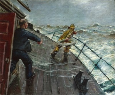 Mies yli laidan (öljy kankaalle) tekijältä Christian Krohg