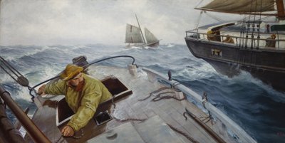 Pilotti huonolla säällä (öljy kankaalle) tekijältä Christian Krohg