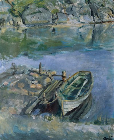 Soutuvene laiturilla tekijältä Christian Krohg