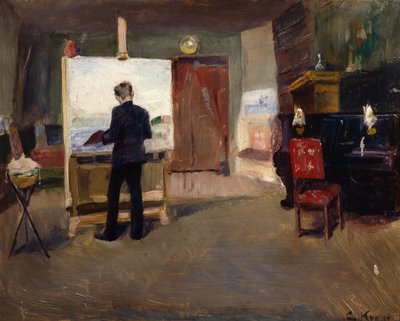 Taidemaalari Nils Hansteen studiossa tekijältä Christian Krohg