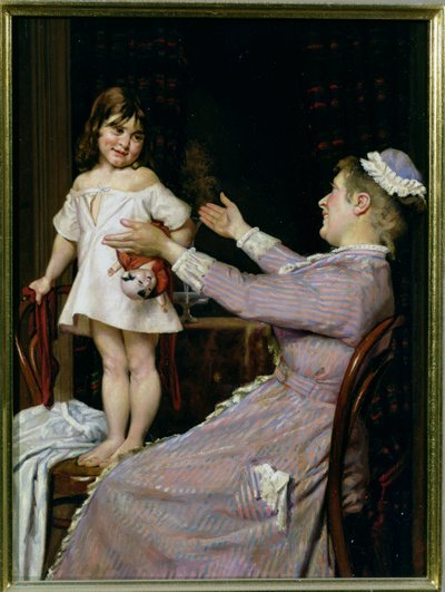 Pieni tyttö nuken ja hoitajansa kanssa, 1896 tekijältä Christian Pram Henningsen