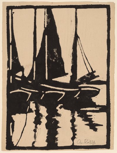 Purjeveneet satamassa, 1905-1910. tekijältä Christian Rohlfs