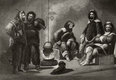 Life in the Brig, kaiverrettu J. McGoffin, "Arctic Explorations in the Years 1853, 54, 55", osa I, tohtori Elisha Kent Kane (1820-57), julkaissut Philadelphia, 1856 tekijältä Christian Schussele
