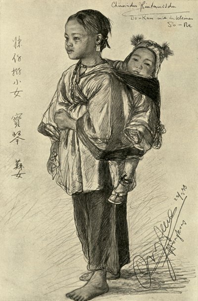 Bo-Kam ja So-Ne - kiinalaiset tytöt, Hongkong, 1898. tekijältä Christian Wilhelm Allers