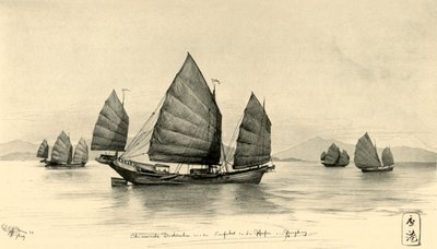 Kiinalaisia roskia Hongkongin sataman sisäänkäynnillä, 1898. tekijältä Christian Wilhelm Allers