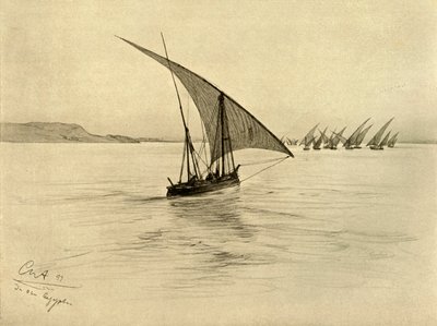 Feluccas Niilillä, Kairo, Egypti, 1898. tekijältä Christian Wilhelm Allers
