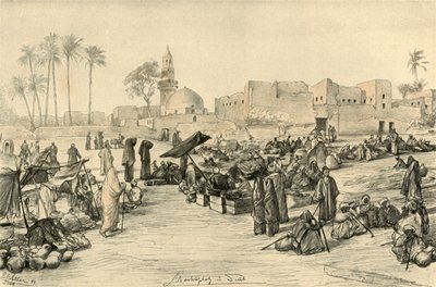 Marketplace, Asyut, Egypti, 1898. tekijältä Christian Wilhelm Allers