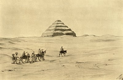 Djoserin pyramidi Saqqarassa lähellä Kairoa, Egypti, 1898. tekijältä Christian Wilhelm Allers