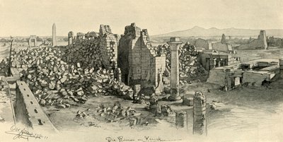 Raunioituneet temppelit Karnakissa, Egyptissä, 1898. tekijältä Christian Wilhelm Allers