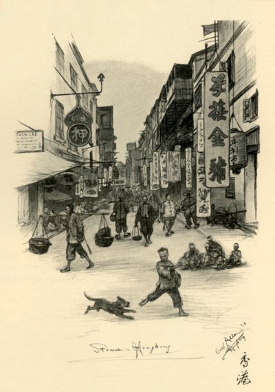 Street Hongkongissa, 1898. tekijältä Christian Wilhelm Allers