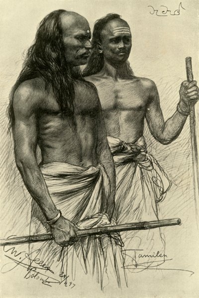 Tamilimiehet, Colombo, Ceylon, 1898. tekijältä Christian Wilhelm Allers